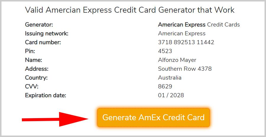 Random AmEx Card Numbers from the bulk AmEx card generator 2024