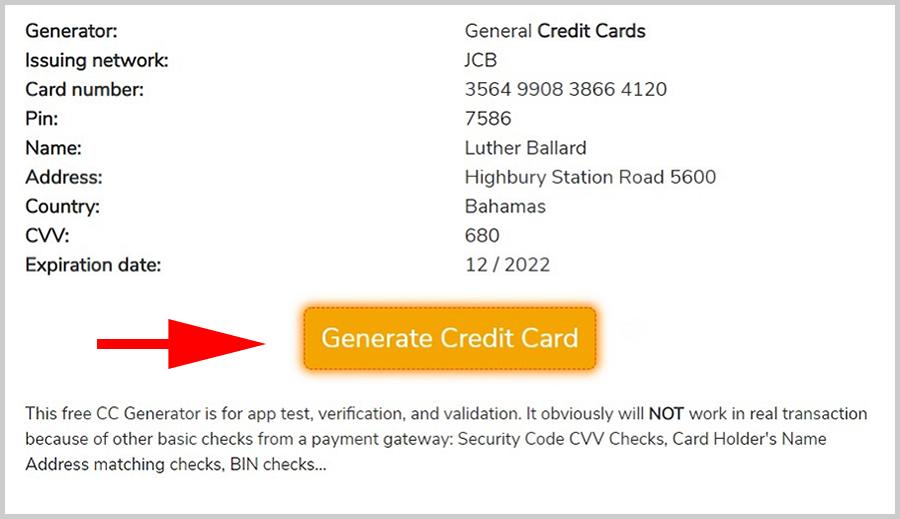 Fake Credit Card Generator 2020