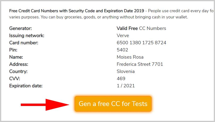 Free Credit Card Numbers With Security Code And Expiration Date